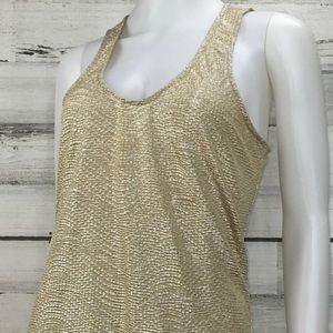 Worthington Gold Crinkle Silver Metallic Tank